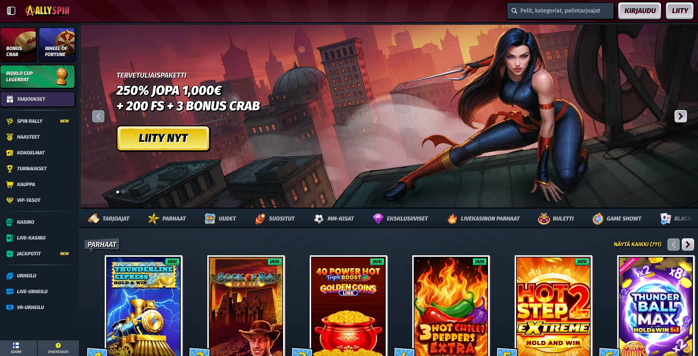 AllySpin casino kotisivu